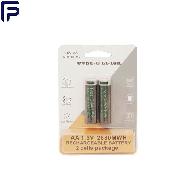 1.5V AA USB Rechargeable Lithium Ion Battery 2880mwh 800mAh Al Film with Type C