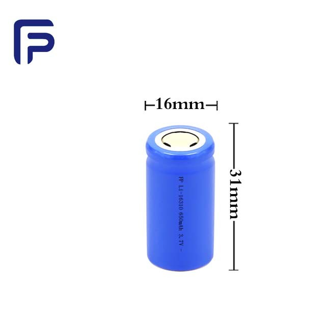 16310 3.7V 650mAh Rechargeable LiFePO4 Lithium Iron Phosphate Battery Cell